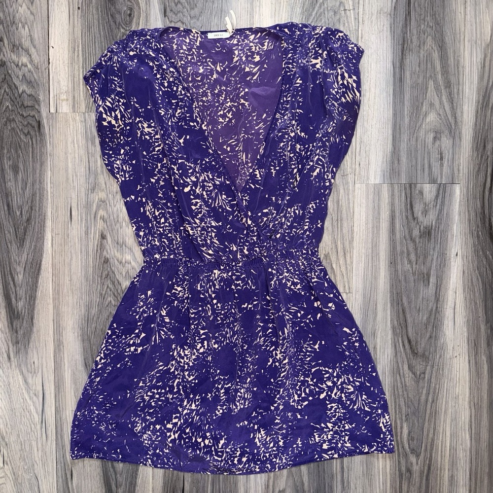 Kimchi Blue 100% Silk Womens Medium M Sleeveless Purple Floral Mini Dress